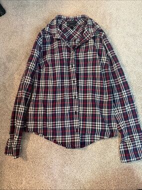 J. Crew Navy, Red & White Plaid Button-Down Shirt